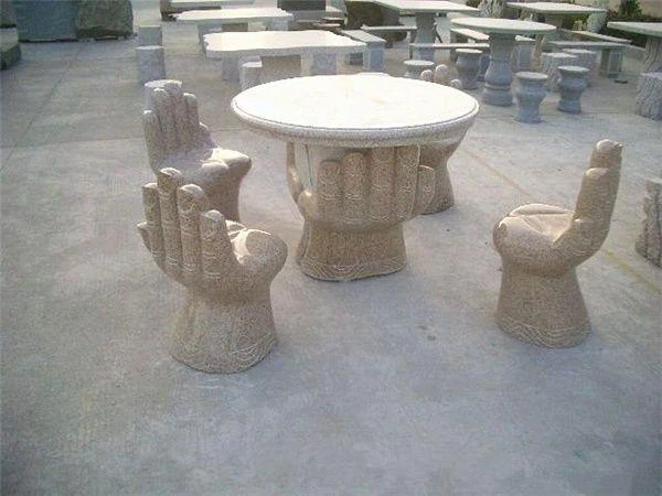 G682 garden stone table and garden stone chairs