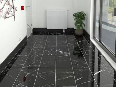 Gạch đá cẩm thạch Nero Marquina