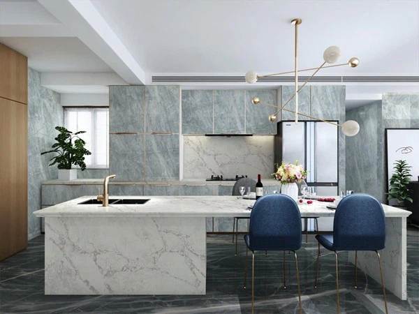 Alpine white quartz Kitchen countertops