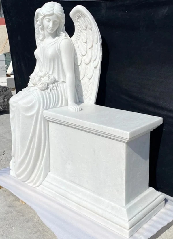 White Marble Angel Tombstone