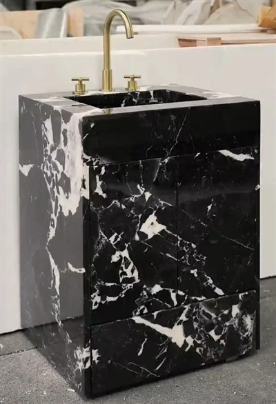 Vanity bồn rửa bằng đá cẩm thạch đen