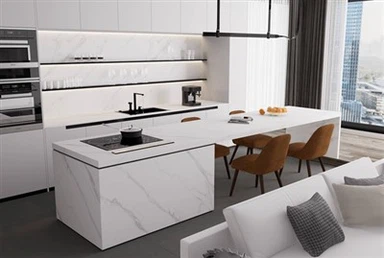 Mặt bàn đá thiêu kết trắng Calacatta