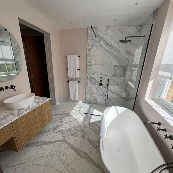 Statuario Marble Bathroom Floor Tiles
