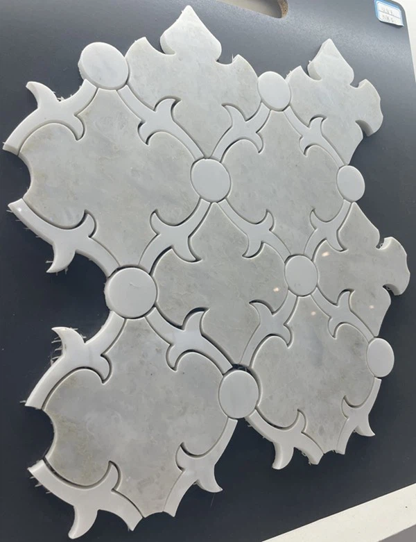 Water Jet Cut white Marble mosaic