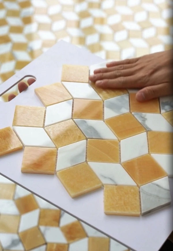 White and Gold Marble Tile